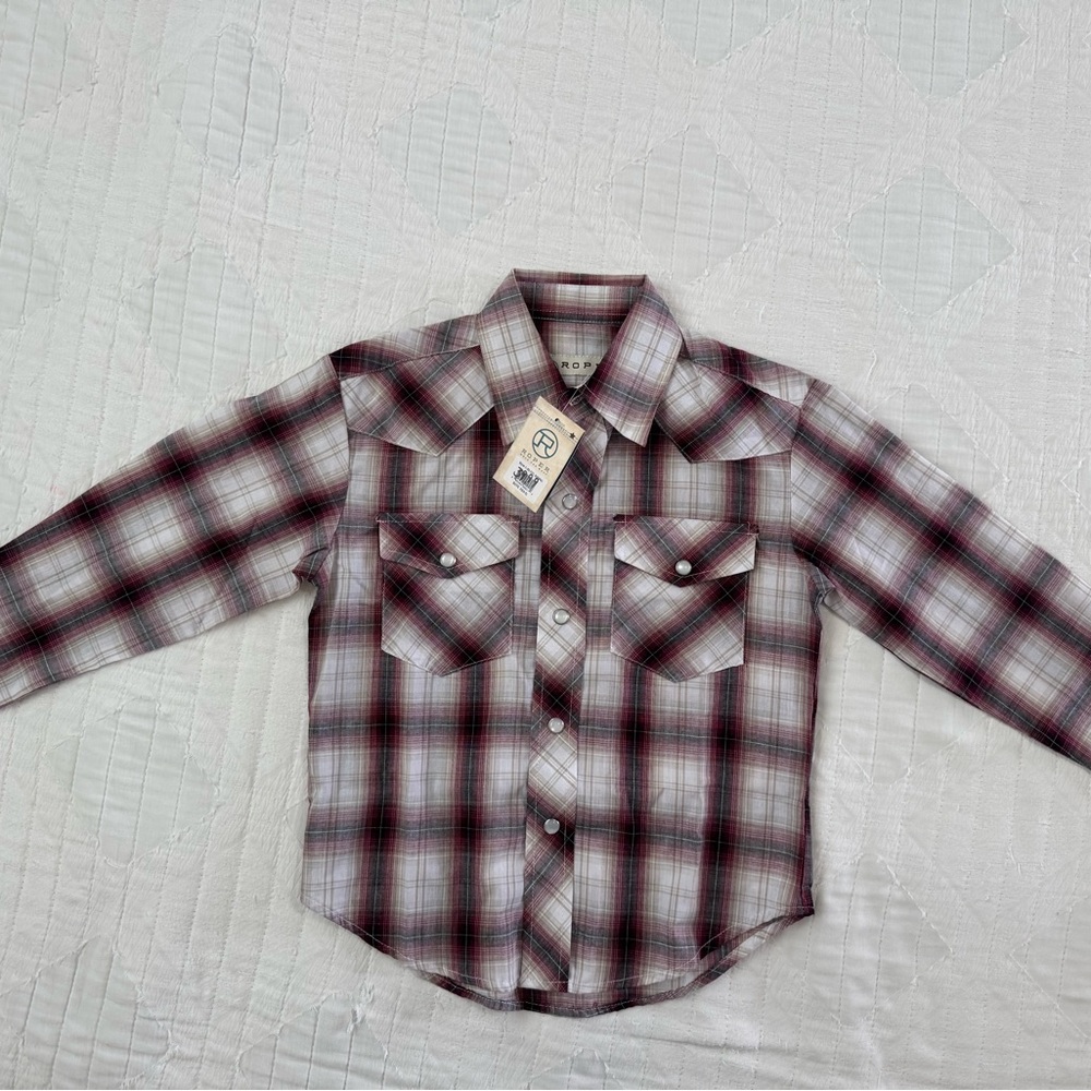 Roper Red and White Plaid Kids Button Down Shirt